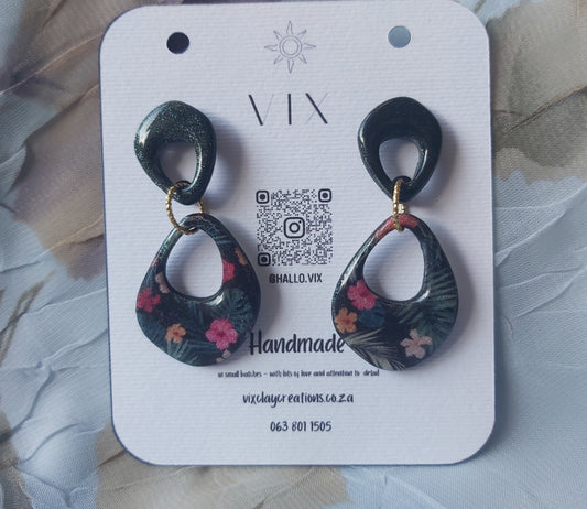 Handmade Polymer Clay Earring - Hibiscus Design 03