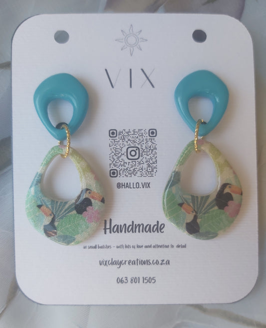 Handmade Polymer Clay Earring - Toucan Design 03