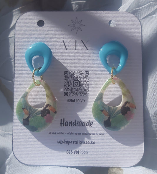 Handmade Polymer Clay Earring - Toucan Design 03