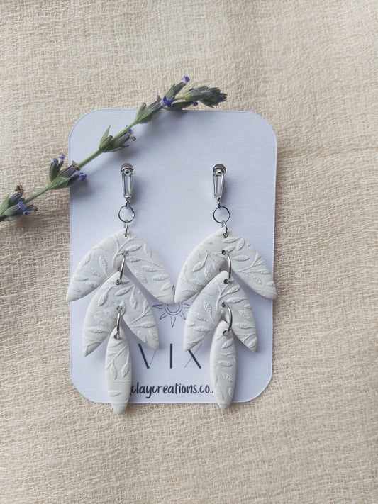 Handmade Polymer Clay White Elegance - Platinum plated Cubic Zirconia Stud