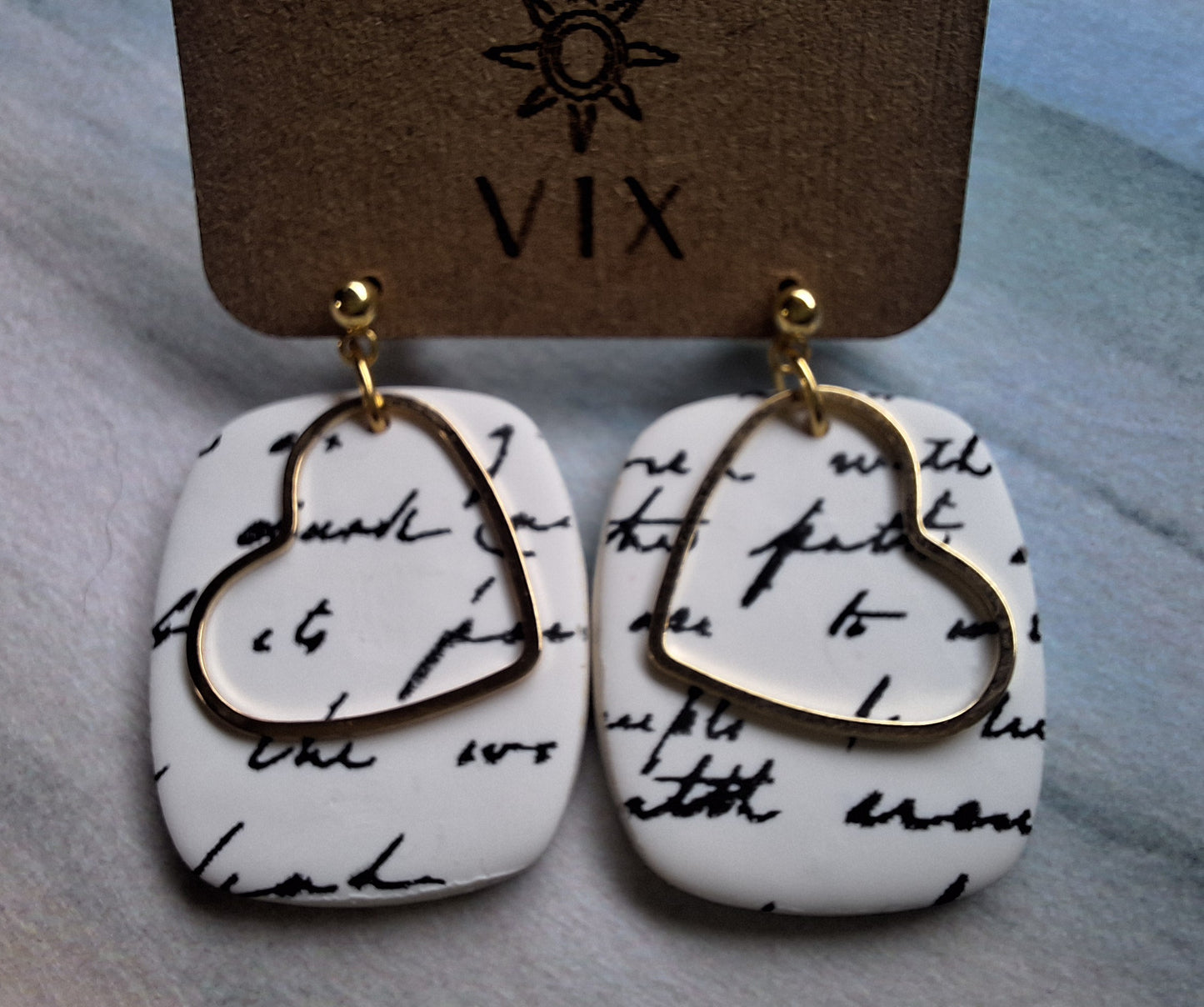 Handmade Polymer Clay Letters to Someone - White with Gold Ball Post Stud