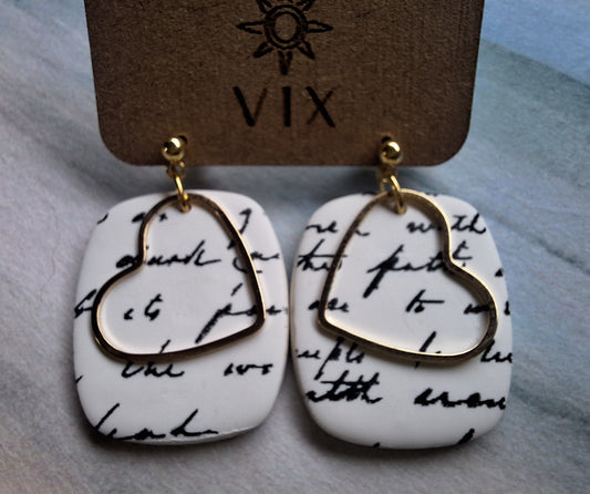 Handmade Polymer Clay Letters to Someone - White with Gold Ball Post Stud